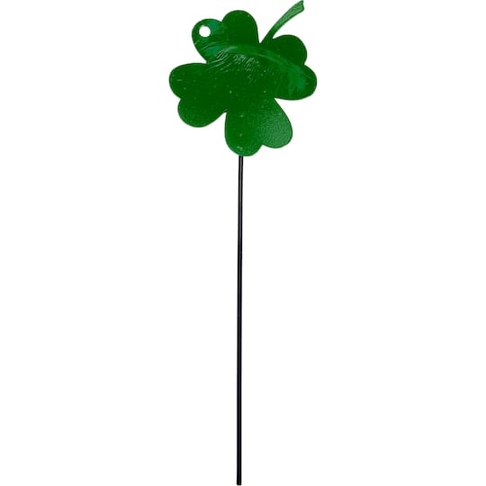 Worth Imports 15" Green Iron Clover Leaf Garden Stake